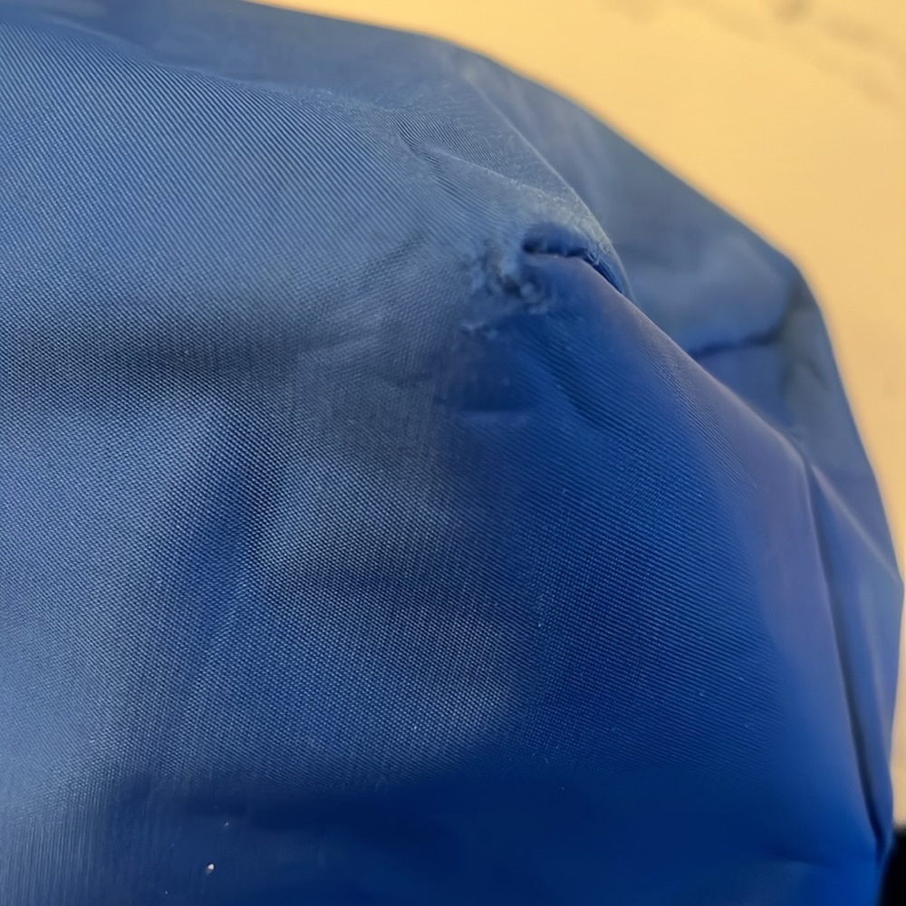 Small Longchamp Blue/Brown Nylon and Leather Le Pliage Tote - Picture 9 of 12